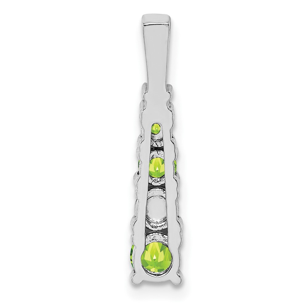 Sterling Silver Rhodium-plated Peridot and Diamond Pendant (QP3117PE)