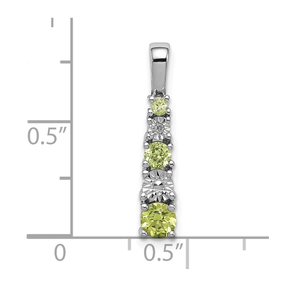 Sterling Silver Rhodium-plated Peridot and Diamond Pendant (QP3117PE)