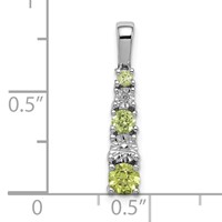 Sterling Silver Rhodium-plated Peridot and Diamond Pendant view 3