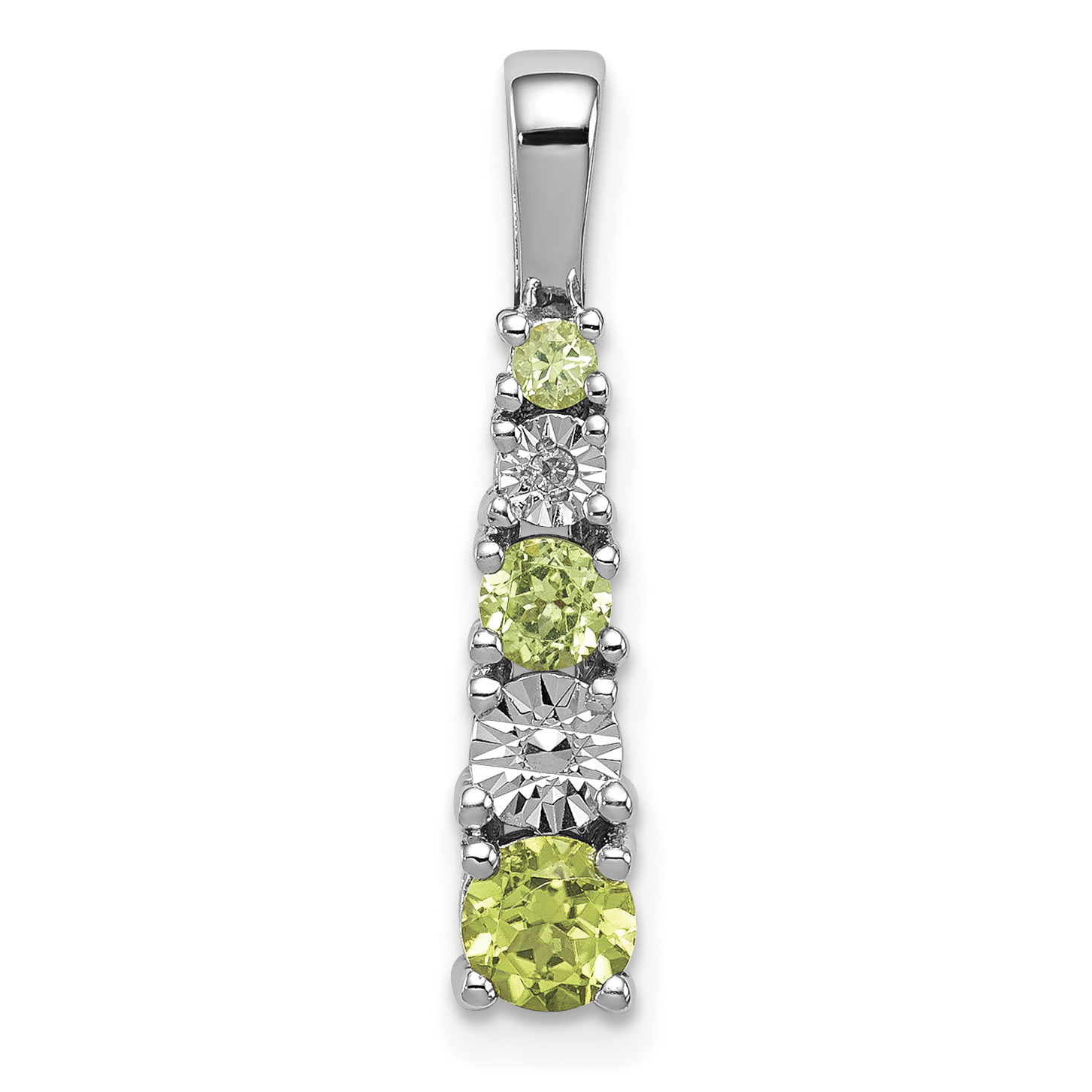 Sterling Silver Rhodium-plated Peridot and Diamond Pendant (QP3117PE)