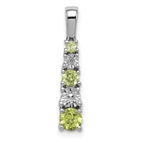 Sterling Silver Rhodium-plated Peridot and Diamond Pendant view 1