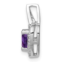 Sterling Silver Rhodium-plated Amethyst and Diamond Pendant view 2