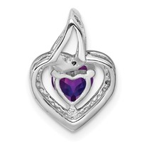Sterling Silver Rhodium-plated Amethyst and Diamond Pendant view 3