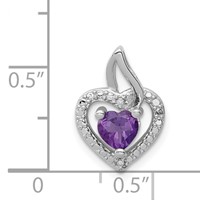 Sterling Silver Rhodium-plated Amethyst and Diamond Pendant view 4