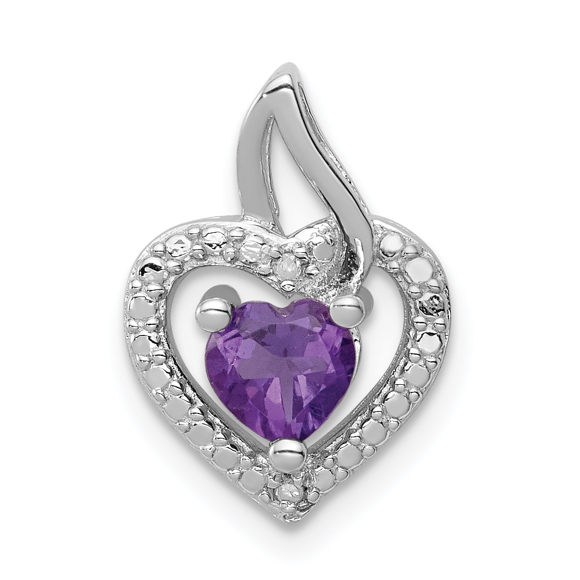 Sterling Silver Rhodium-plated Amethyst and Diamond Pendant (QP3127AM)