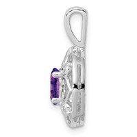 Sterling Silver Rhodium-plated Amethyst and Diamond Pendant view 2