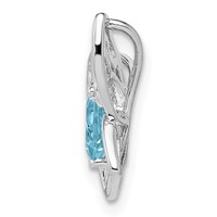Sterling Silver Rhodium-plated Light Swiss Blue Topaz Diamond Chain Slide view 2