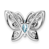 Sterling Silver Rhodium-plated Light Swiss Blue Topaz Diamond Chain Slide view 3