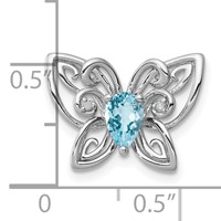 Sterling Silver Rhodium-plated Light Swiss Blue Topaz Diamond Chain Slide view 4