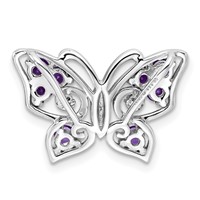 Sterling Silver Rhodium-plated Amethyst Diamond Chain Slide view 4
