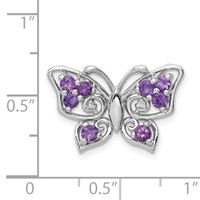 Sterling Silver Rhodium-plated Amethyst Diamond Chain Slide view 3