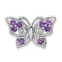 Sterling Silver Rhodium-plated Amethyst Diamond Chain Slide view 1