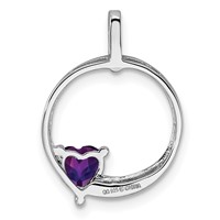 Sterling Silver Rhodium-plated Amethyst and Diamond Pendant view 4