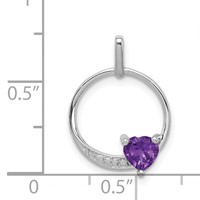 Sterling Silver Rhodium-plated Amethyst and Diamond Pendant view 3