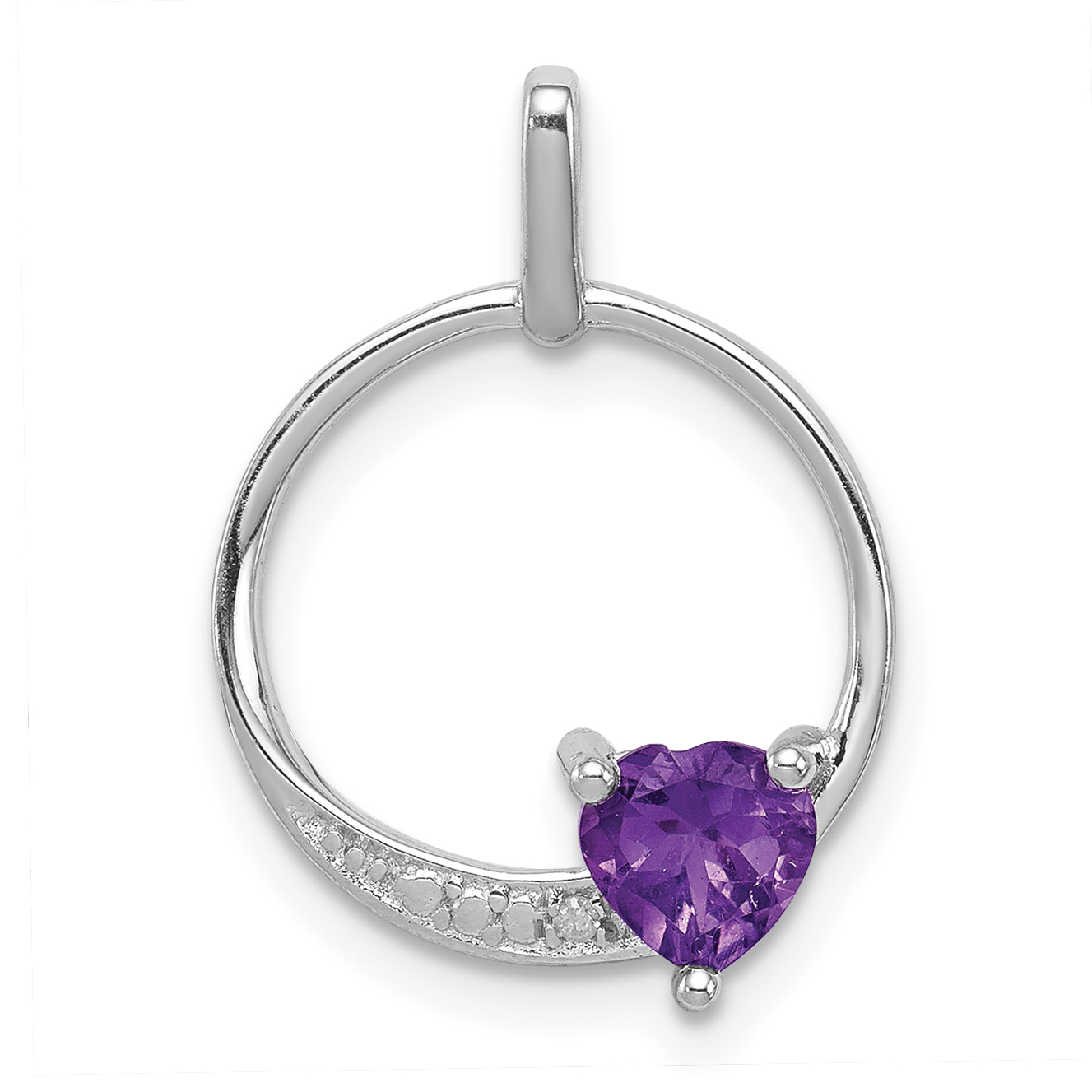 Sterling Silver Rhodium-plated Amethyst and Diamond Pendant (QP3137AM)