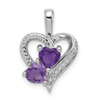 Gemstone & Diamond Heart Pendants