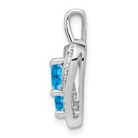 Sterling Silver Rhodium-plated Blue Topaz Diamond Pendant view 2