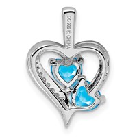 Sterling Silver Rhodium-plated Blue Topaz Diamond Pendant view 4