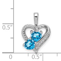Sterling Silver Rhodium-plated Blue Topaz Diamond Pendant view 3