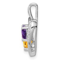 Sterling Silver Rhodium-plated Amethyst Citrine and Diamond Pendant view 2