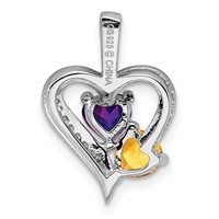 Sterling Silver Rhodium-plated Amethyst Citrine and Diamond Pendant view 4