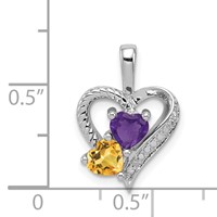 Sterling Silver Rhodium-plated Amethyst Citrine and Diamond Pendant view 3