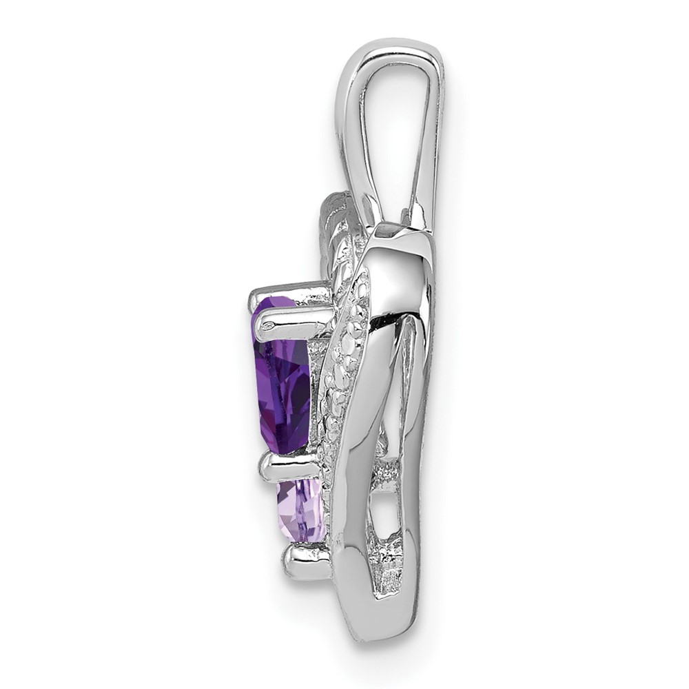 Sterling Silver Rhodium Plated Amethyst Pink Quartz and Diamond Pendant (QP3138PQ)