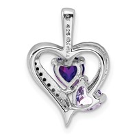 Sterling Silver Rhodium Plated Amethyst Pink Quartz and Diamond Pendant view 4