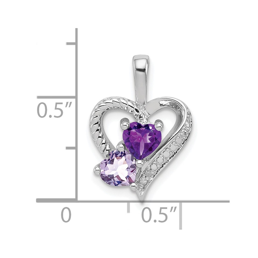 Sterling Silver Rhodium Plated Amethyst Pink Quartz and Diamond Pendant (QP3138PQ)