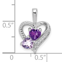Sterling Silver Rhodium Plated Amethyst Pink Quartz and Diamond Pendant view 3