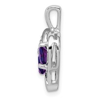 Sterling Silver Rhodium-plated Amethyst and Diamond Pendant view 2