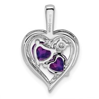 Sterling Silver Rhodium-plated Amethyst and Diamond Pendant view 4
