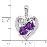 Sterling Silver Rhodium-plated Amethyst and Diamond Pendant view 3
