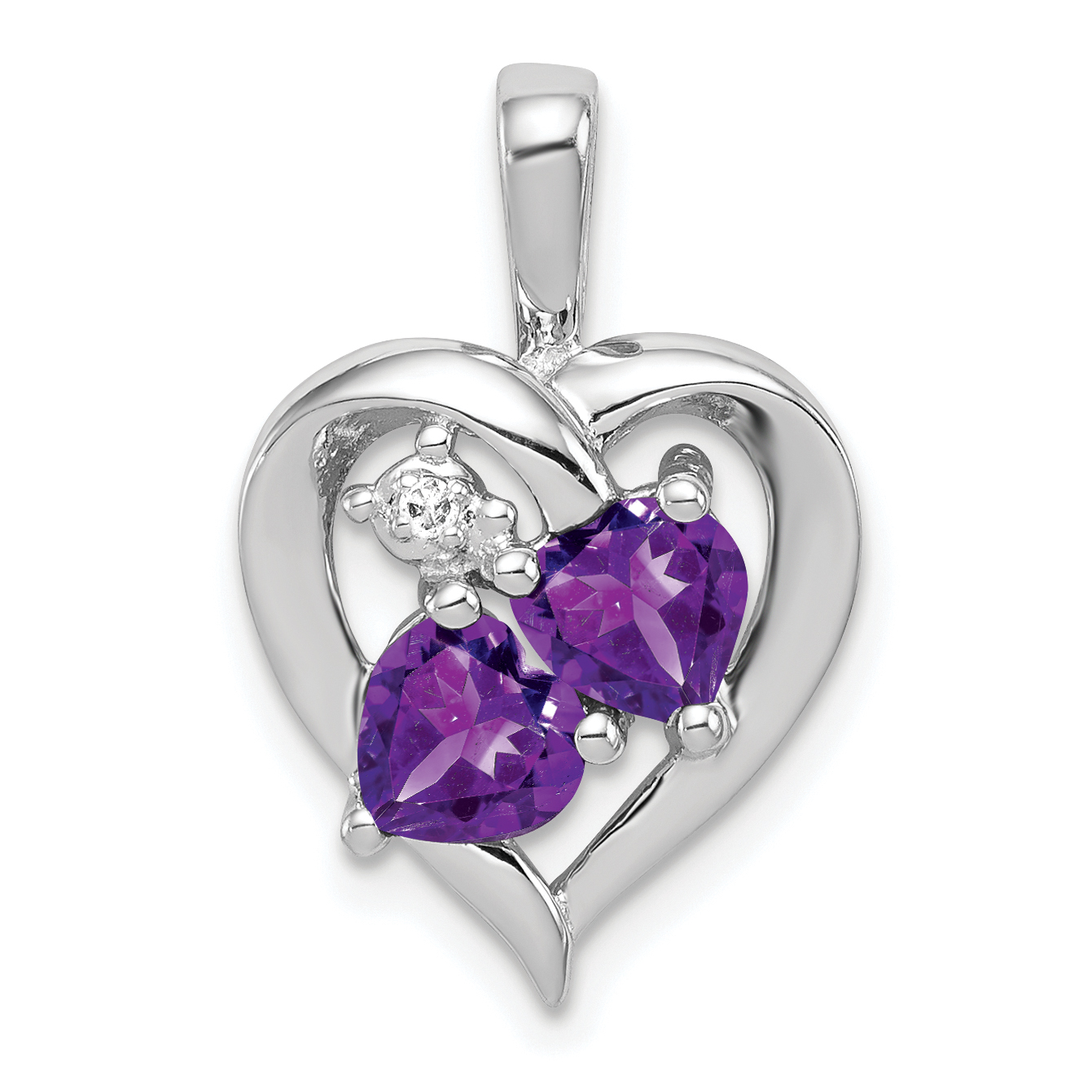 Sterling Silver Rhodium-plated Amethyst and Diamond Pendant (QP3139AM)