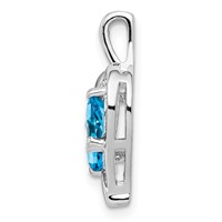 Sterling Silver Rhodium-plated Blue Topaz Diamond Pendant view 2