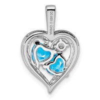 Sterling Silver Rhodium-plated Blue Topaz Diamond Pendant view 4