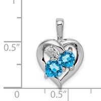 Sterling Silver Rhodium-plated Blue Topaz Diamond Pendant view 3