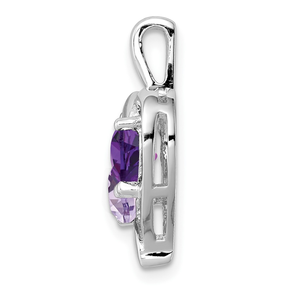 Sterling Silver RH Plated Amethyst Light Pink Quartz and Diamond Pendant (QP3139PQ)