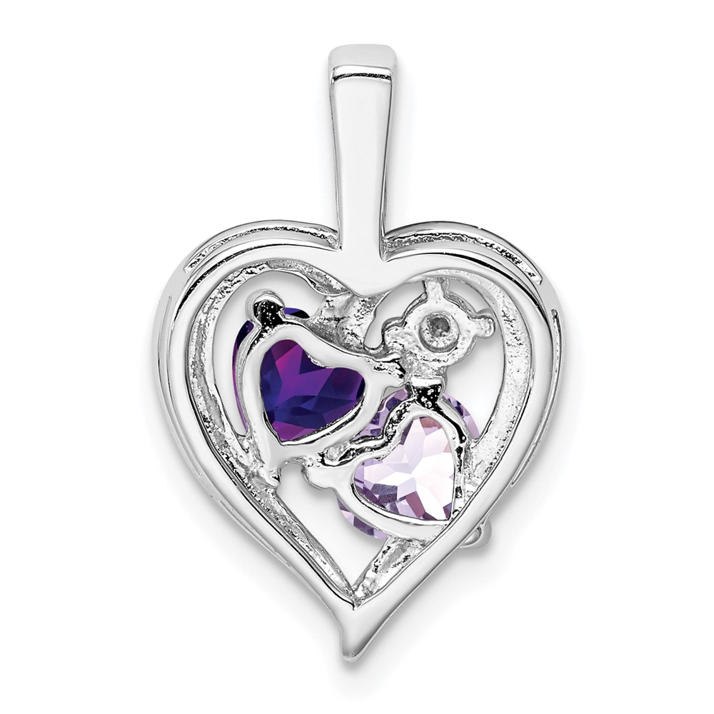 Sterling Silver RH Plated Amethyst Light Pink Quartz and Diamond Pendant (QP3139PQ)