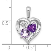 Sterling Silver RH Plated Amethyst Light Pink Quartz and Diamond Pendant view 3