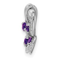 Sterling Silver Rhodium-plated Amethyst & Diamond Pendant view 2