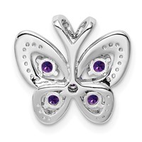 Sterling Silver Rhodium-plated Amethyst & Diamond Pendant view 4