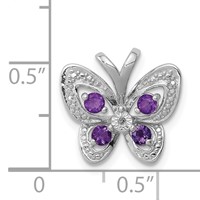 Sterling Silver Rhodium-plated Amethyst & Diamond Pendant view 3
