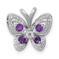 Sterling Silver Rhodium-plated Amethyst & Diamond Pendant view 1
