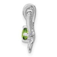 Sterling Silver Rhodium-plated Peridot and Diamond Pendant view 2