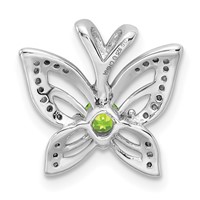Sterling Silver Rhodium-plated Peridot and Diamond Pendant view 4