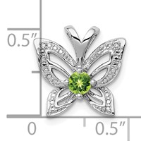 Sterling Silver Rhodium-plated Peridot and Diamond Pendant view 3