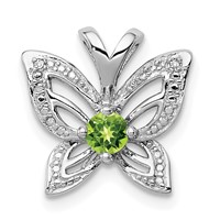 Sterling Silver Rhodium-plated Peridot and Diamond Pendant view 1