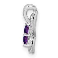Sterling Silver Rhodium-plated Amethyst & Diamond Pendant view 2