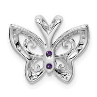 Sterling Silver Rhodium-plated Amethyst & Diamond Pendant view 4